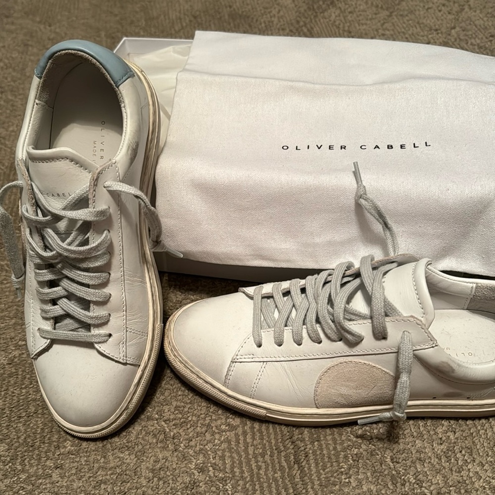 Oliver Carbell shoes with blue accents. Like new with dust bag and box.